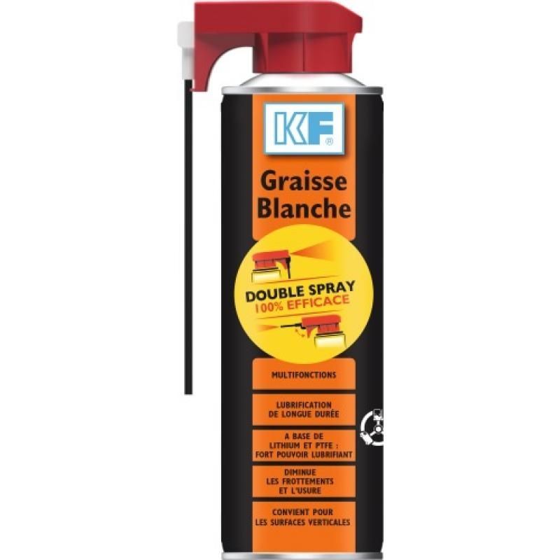 K+f - Graisse Blanche à base de lithium + ptfe, aérosol Double Spray 500ml net