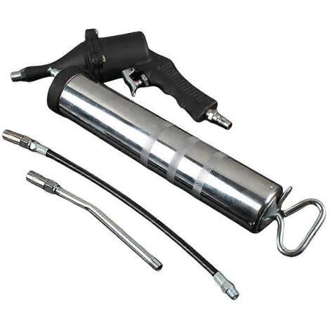 Graisse pneumatique haute performance avec embout, couleur argent.