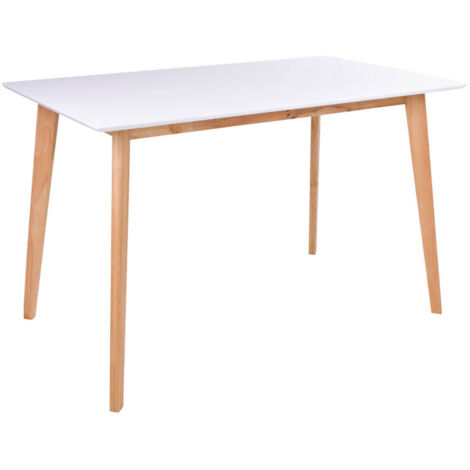 GRAM - Table Repas 120x70cm Naturelle et Blanche
