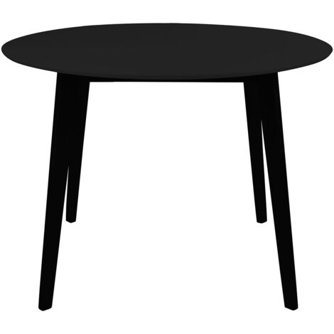 GRAM - Table Repas Ronde 105cm Noire Piètement Hévéa