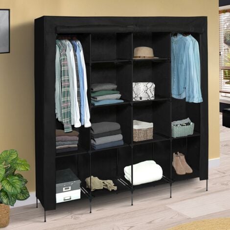 Gran armario plegable ropa tejido negro vestir DOBLE XXL