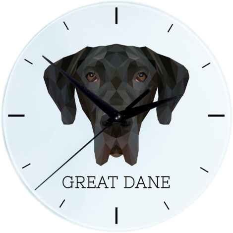 Gran danés I: reloj de pared geométrico con foto e inscripción de Art-Dog