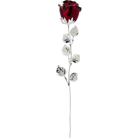 Gran grabado de flor eterna de rosa burdeos bañada en plata  Tamaño: 33cm  SKU: BG2058S