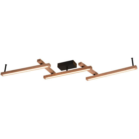 Gran Plafón Vintage Varillas de Madera Orientable Doble Led Bellari Trio Iluminación