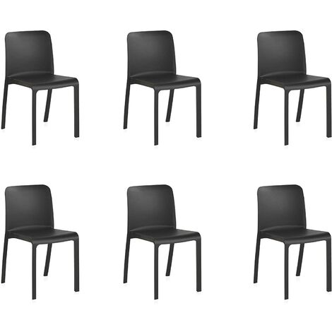 Grana: Pack de 6 chaises design Blanches - Anthracite