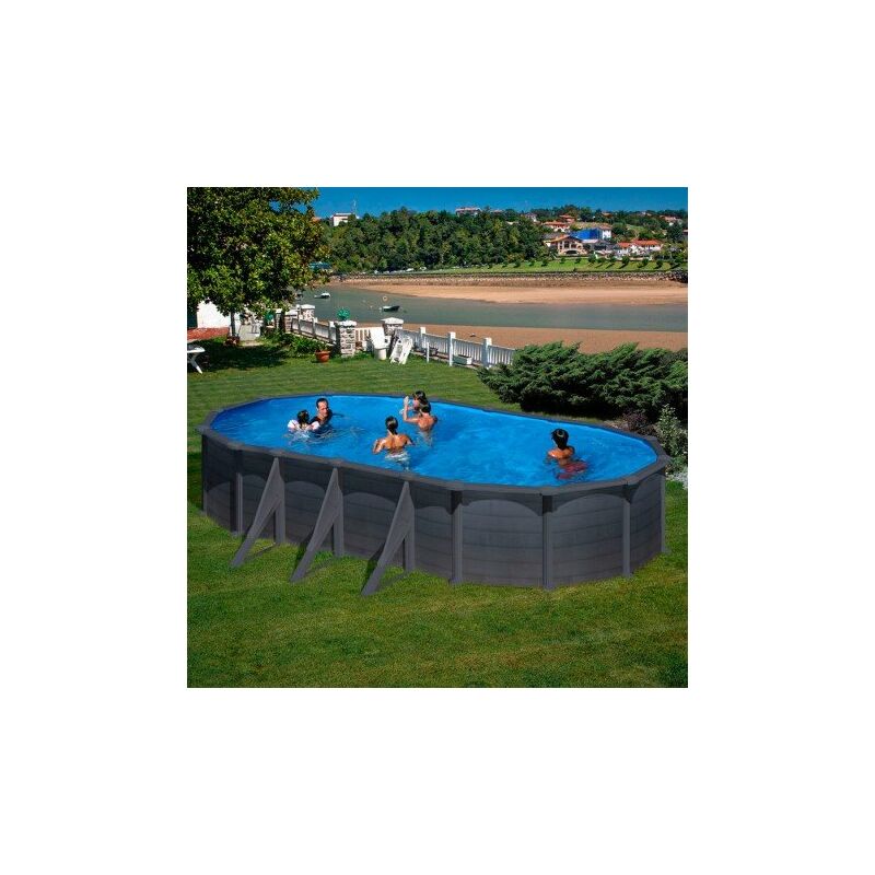 Gre - Piscina Ovalada Granada Kitprov738Gf Desmontable Imitacion Grafito