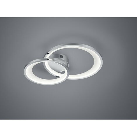 Granada Plafón Doble Circulo Cromado Led 29w Regulable L59 cm Trio Lighting