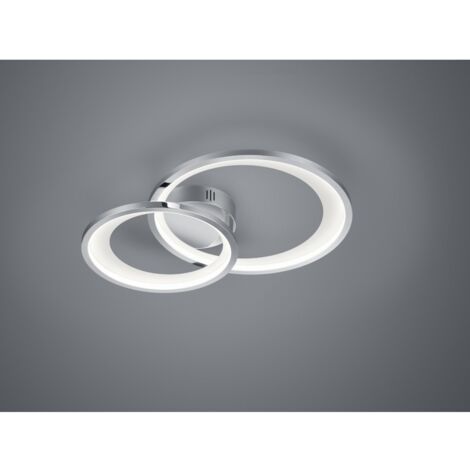 Granada Plafón Doble Circulo Cromado Led 29w Regulable L59 cm Trio Lighting