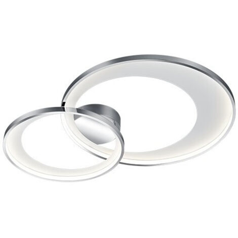 Granada Plafón Doble Círculo Cromo Led 36w Regulable L85 cm Trio Lighting