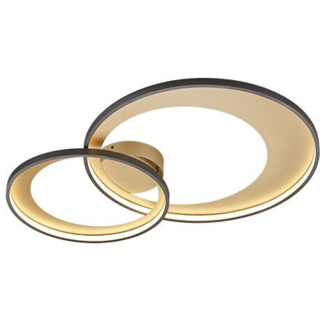 Granada Plafón Doble Circulo Negro-Oro Led 36w Regulable L85 cm Trio Lighting