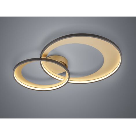 Granada Plafón Doble Circulo Negro-Oro Led 36w Regulable L85 cm Trio Lighting