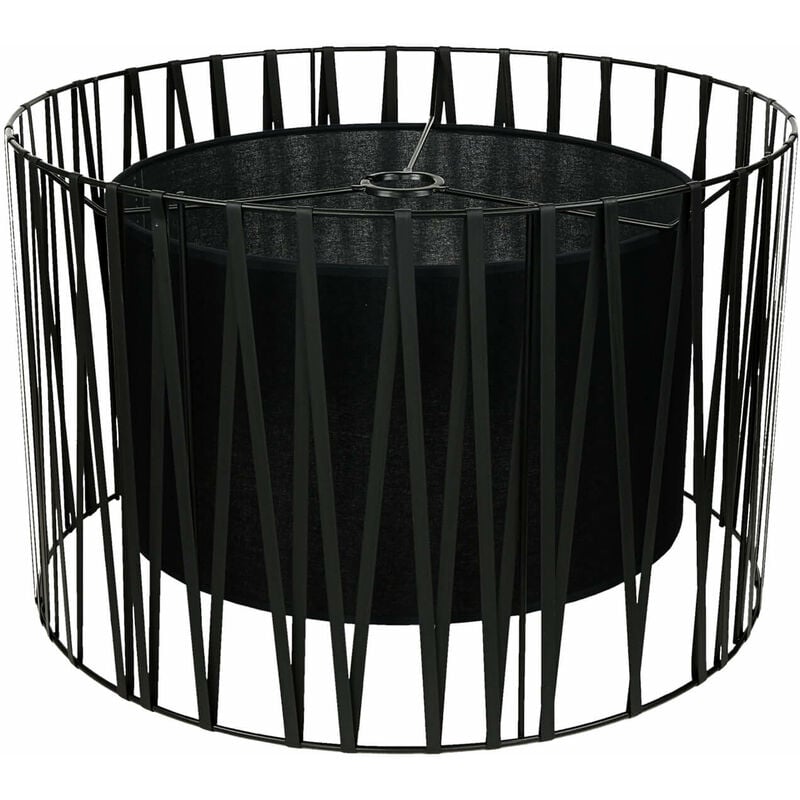 Abat-jour en tiss noir au design élégant en style moderne pour lampadaire avec culot E27 Ø50 cm H:32 cm - Noir