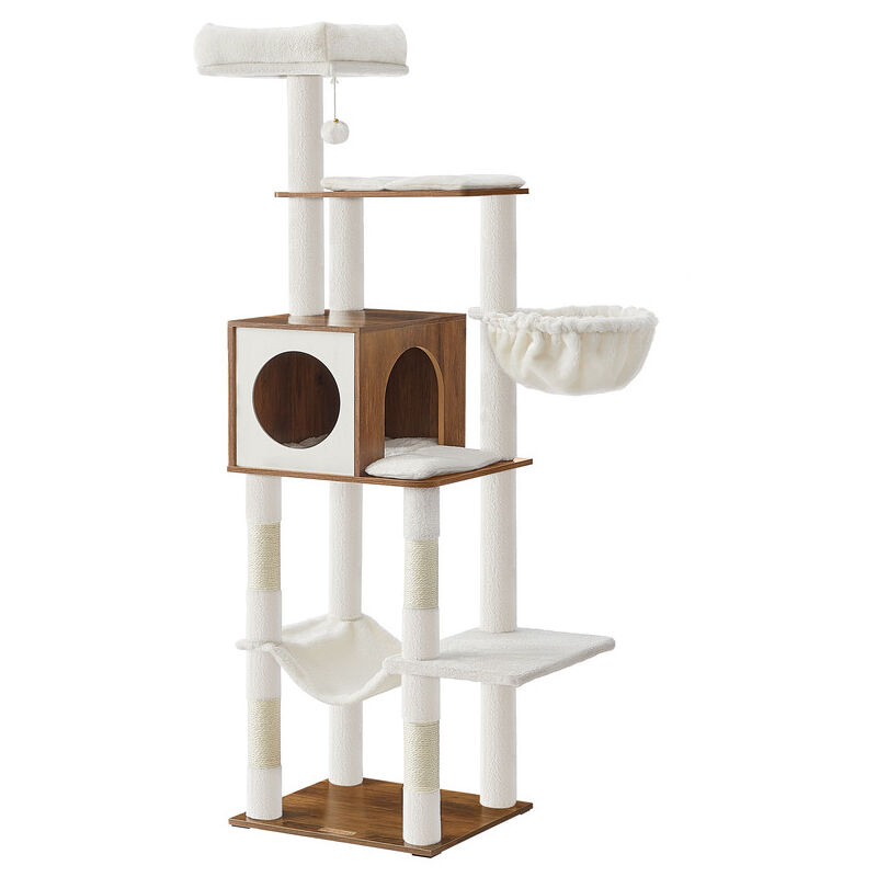 Feandrea - Grand Arbre à Chat , 165 cm, Tour de Jeux pour Chats, Multi-Niveaux, avec Grotte, Plateforme de Repos, Hamac, Balle en Peluche, Poteaux à Feandrea - Grand Arbre à Chat , 165 cm, Tour de Jeux pour Chats, Multi-Niveaux, avec Grotte, Plateforme de Repos, Hamac, Balle en Peluche, Poteaux à