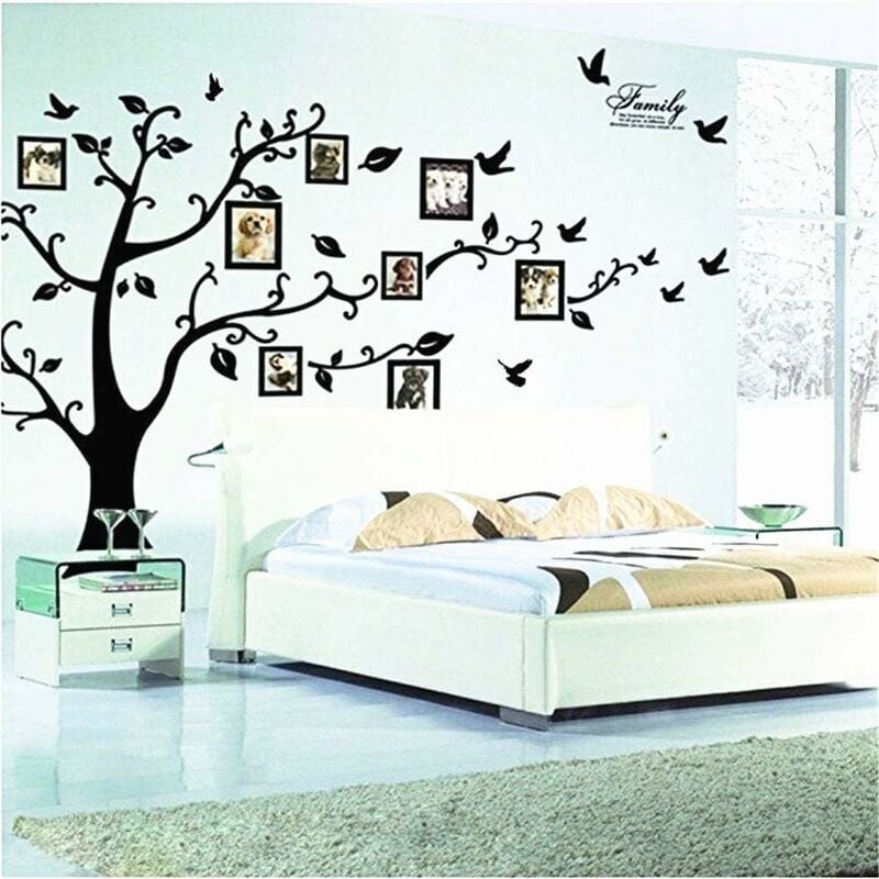 Grand arbre généalogique décoration murale cadres photo amovibles arbre sticker mural vinyle arbre Stickers muraux pour salon décor à la maison