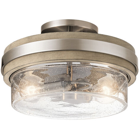 Grand Bank Kichler semi-plafonnier à 2 ampoules gris antique