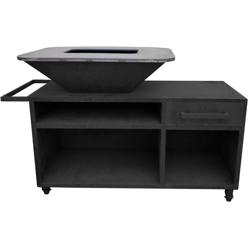 Purline - Grand barbecue avec armoire et plaque de cuisson en acier