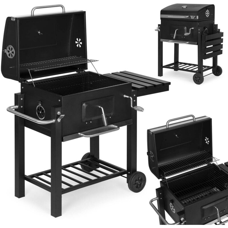 Northix - Grand barbecue de jardin au charbon de bois avec couvercle thermometre etageres roues ventilateur gratuit