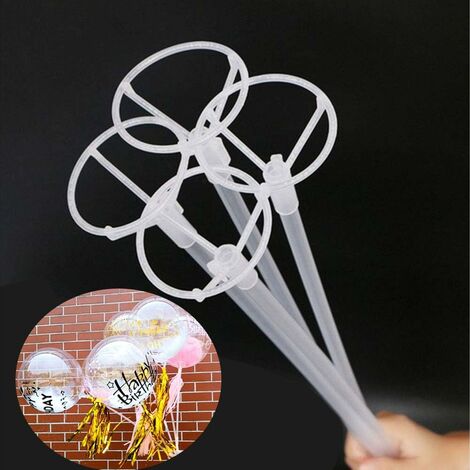 Grand bâton de ballon avec tasses, 10 pièces de long support de ballon transparent pour ballons LED Bobo 40 cm de long bâton de ballon