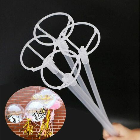 Grand bâton de ballon avec tasses, 10 pièces de long support de ballon transparent pour ballons LED Bobo 40 cm de long bâton de ballon