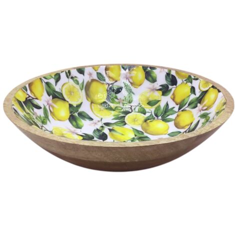 Grand bol en bois jaune pour la décoration et le rangement, idéal pour la maison et les événements, design moderne et fonctionnel