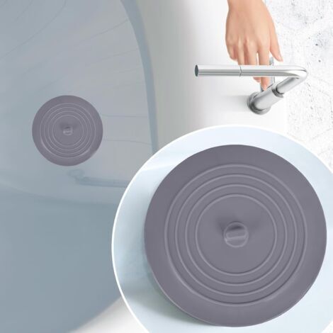 Grand bouchon de vidange en silicone gris — Adapté aux douches, baignoires et éviers — 1 pièce