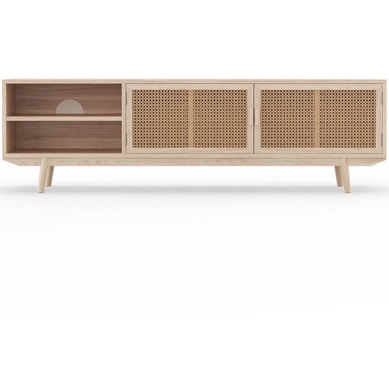 Privatefloor - Meuble tv en Bois Naturel - Design Boho Bali - Treys Naturel