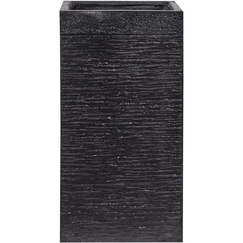 Beliani - Pot à Plantes et Fleurs Noir en Fibres Résistantes aux Rayons uv 40 x 40 x 77 cm avec Trou de Drainage pour Jardin Terrasse au Design