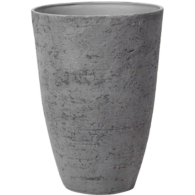 Haut Cache-Pot Gris en Forme de Vase 51 x 51 x 71 cm Robuste en Pierre et Polyrésine, Pot de Fleurs Idéal pour Extérieur et Intérieur Beliani