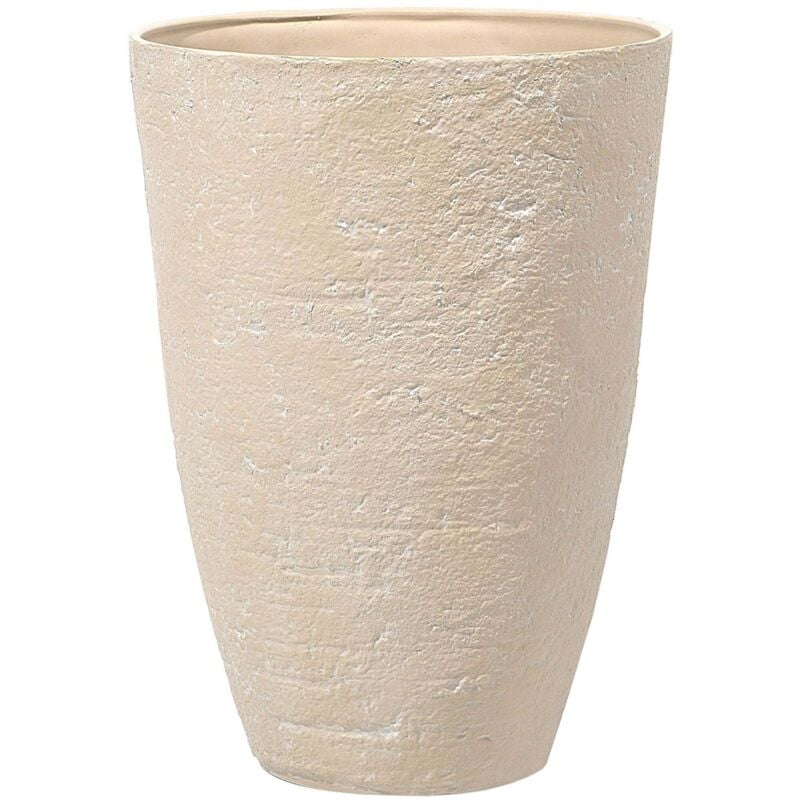 Haut Cache-Pot Beige en Forme de Vase 51 x 51 x 71 cm Robuste en Pierre et Polyrésine, Pot de Fleurs Idéal pour Extérieur et Intérieur Beliani