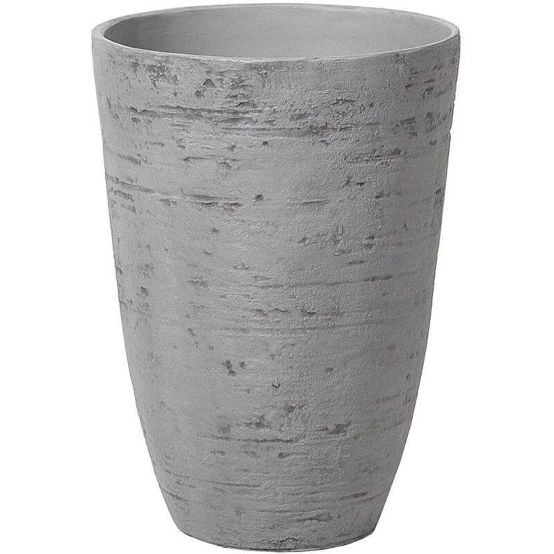 Petit Cache-Pot Gris en Forme de Vase 35 x 35 x 50 cm Robuste en Pierre et Polyrésine, Pot de Fleurs Idéal pour Extérieur et Intérieur Beliani