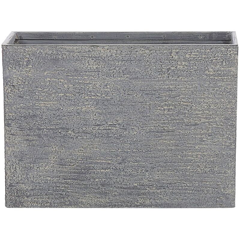 Bac à Fleur Rectangulaire Gris 34 x 80 x 56 cm en Pierre et Résine avec Trou de Drainage pour Jardin ou Terrasse Moderne et Minimaliste Beliani