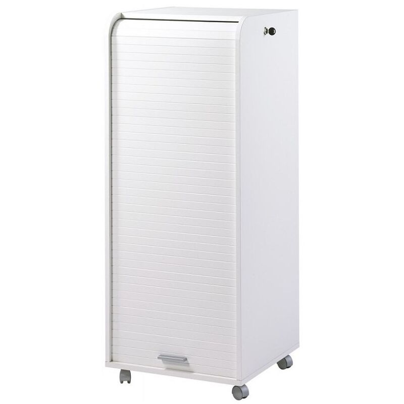 Grand caisson à rideau sur roulettes 3 tiroirs blanc Orga 108cm