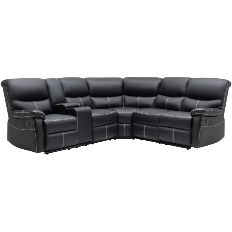 Vente-unique - Canapé d'angle relax en simili noir canby