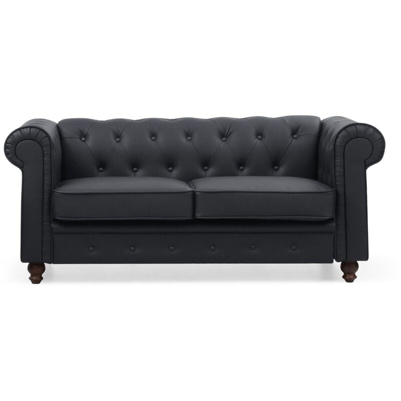 Cotecosy - Grand canapé 2 places Chesterfield Noir