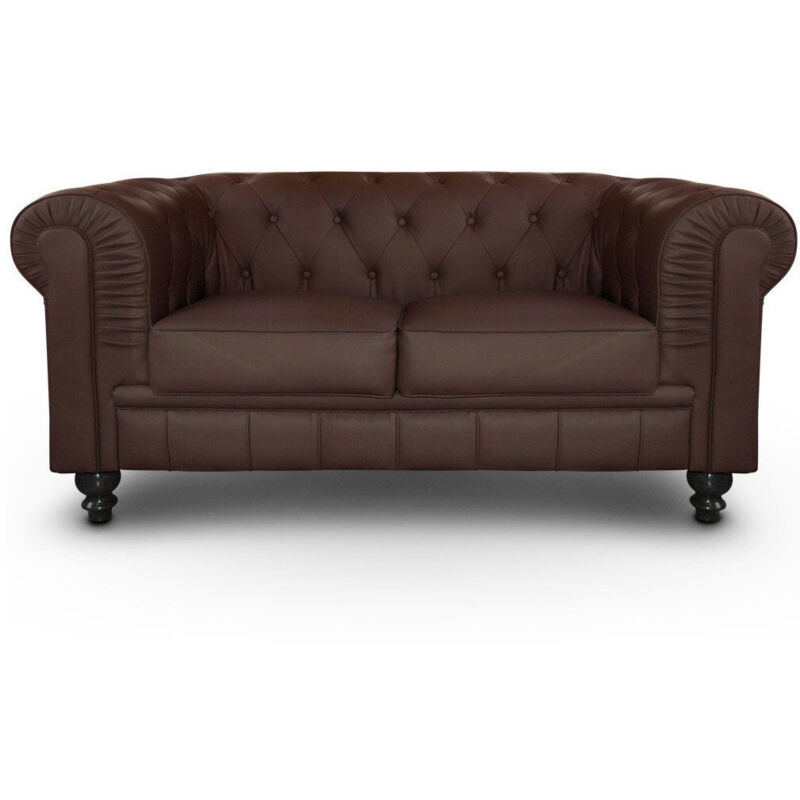 Canap&eacute; 2 places Chesterfield Marron