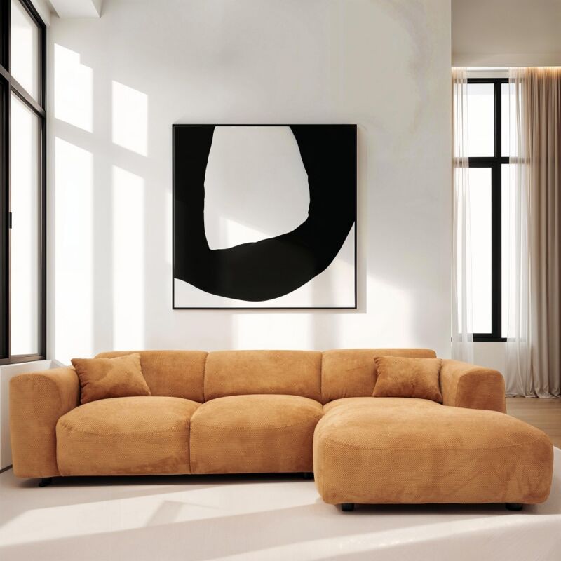 Le Quai Des Affaires - Grand canapé d'angle droit pop, Terracotta/ L277xH73xP161 cm