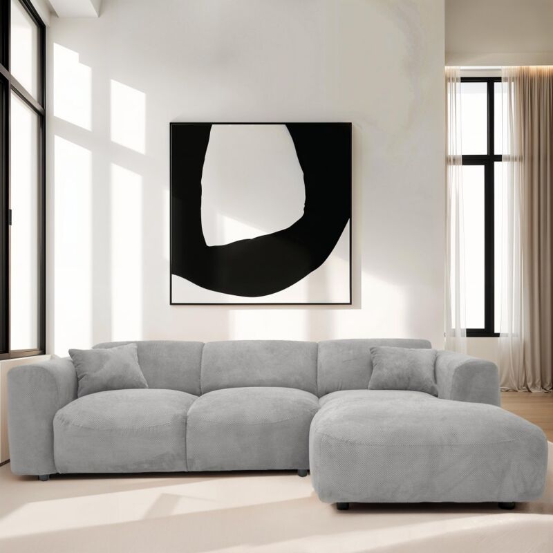 Le Quai Des Affaires - Grand canapé d'angle droit pop, gris/ L277xH73xP161 cm