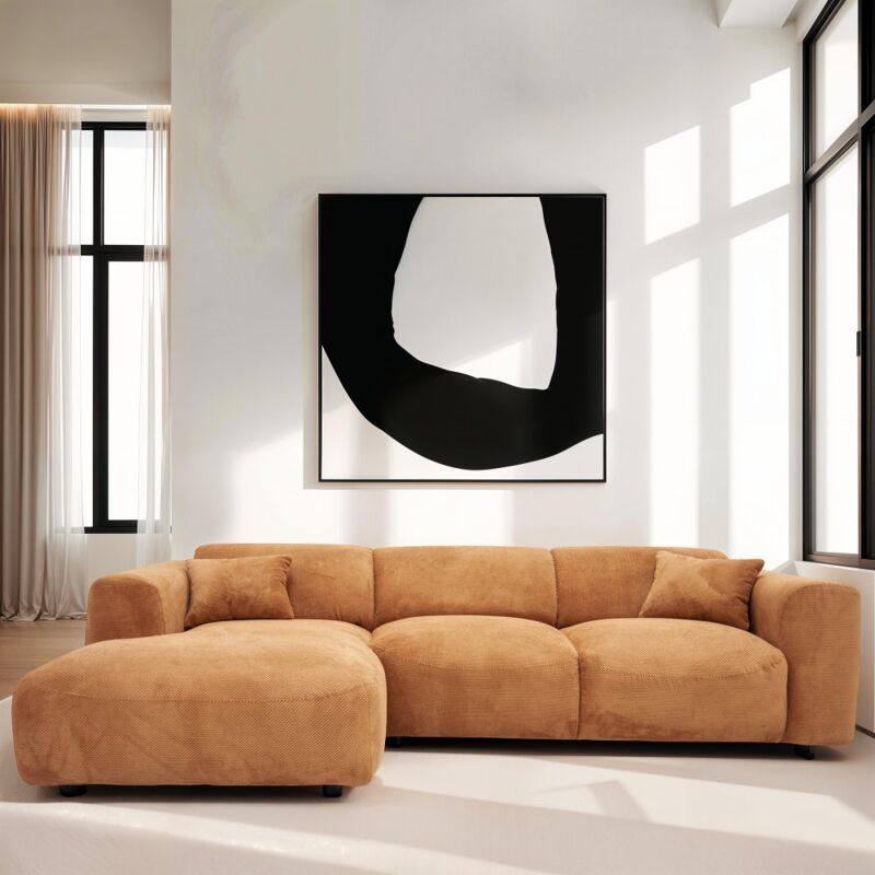 Grand canapé d'angle gauche POP, Terracotta/ L277xH73xP161 cm