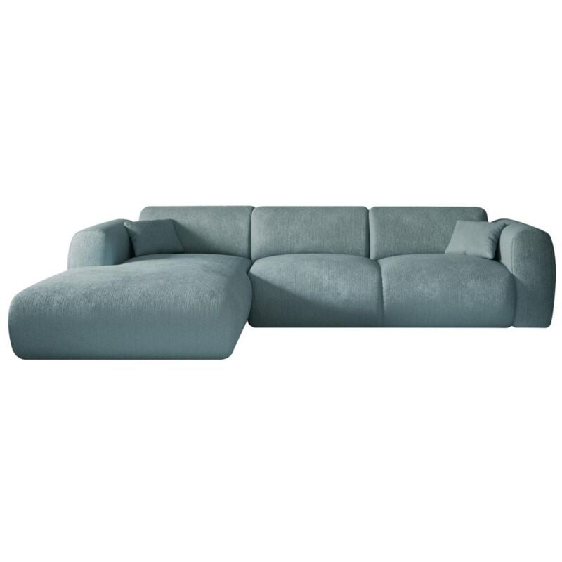 Vente-unique - Grand canapé d'angle gauche en tissu texturé bleu pogni de Maison Céphy