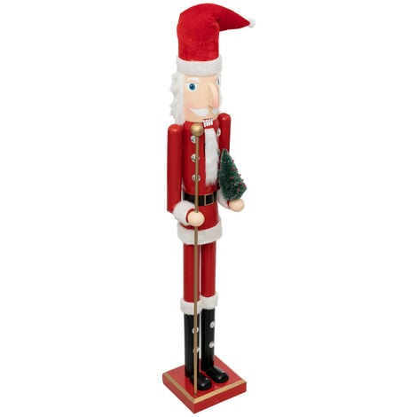 FÉÉRIC LIGHTS AND CHRISTMAS Déco de Noël Grande Figurine Casse Noisette en Bois Rouge H 106 cm - Feeric Christmas