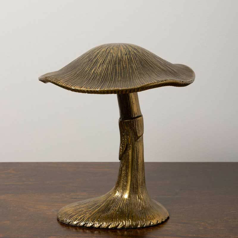 Chehoma - Grand champignon doré aluminium 16x17cm