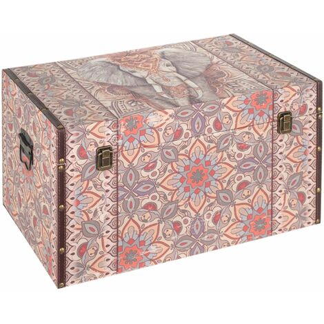 Grand Coffre de rangement Éléphant Ethnique 70 cm