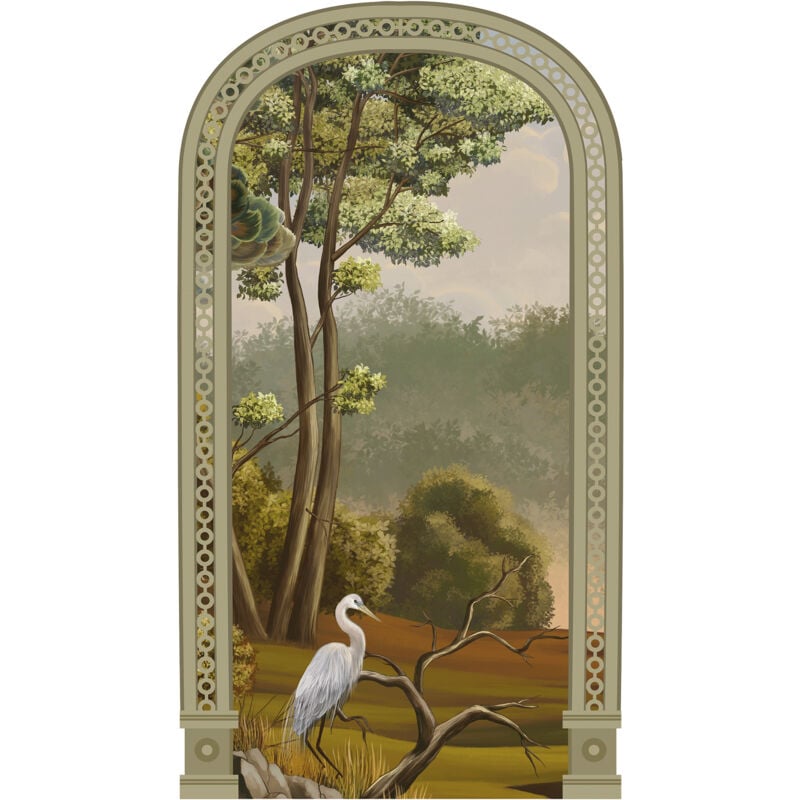 Plage - Grand Décor Panoramique Découpé, arche héron, forêt, nature