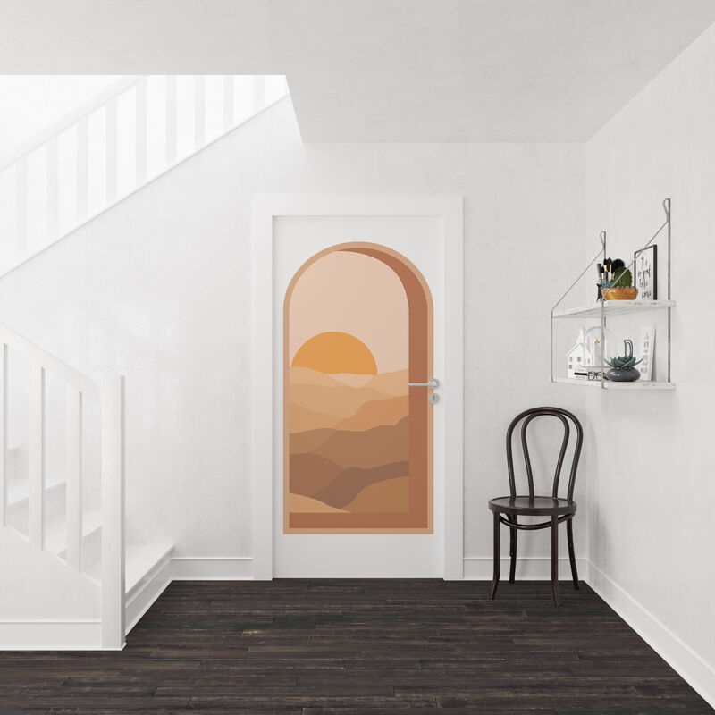 Grand Décor Panoramique Découpé, arche tendance, trompe l'oeil couché de soleil 3D, 154 cm X 80 cm