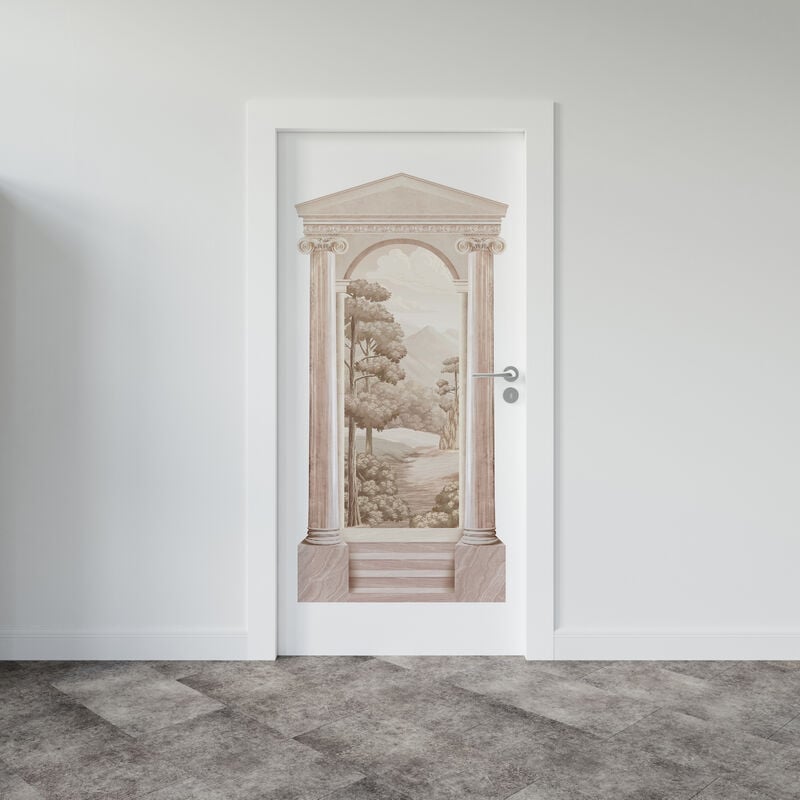 Grand Décor Panoramique Découpé, trompe l'oeil arche antique, vue sur nature, 160 cm x 80 cm