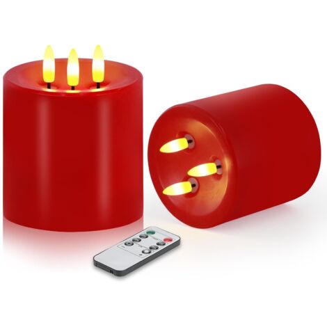 Grand ensemble de 2 bougies sans flamme à 3 mèches, bougies sans flamme scintillantes de 4"x4" avec télécommande et minuterie, bougies LED en cire réelle dimmables, fonctionnant sur batterie, bougies