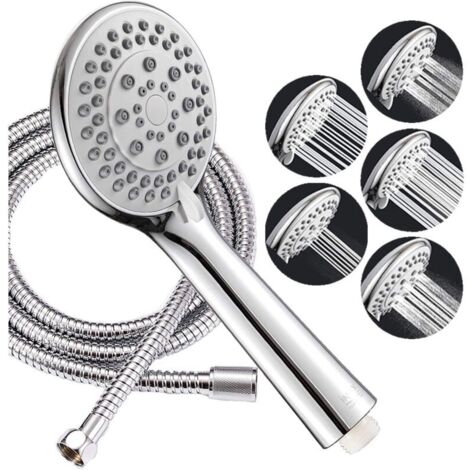 Grand ensemble de douche haute pression à économie d'eau - Pommeau de douche à main anticalcaire avec 1 tuyau flexible en acier inoxydable pour salle de bain