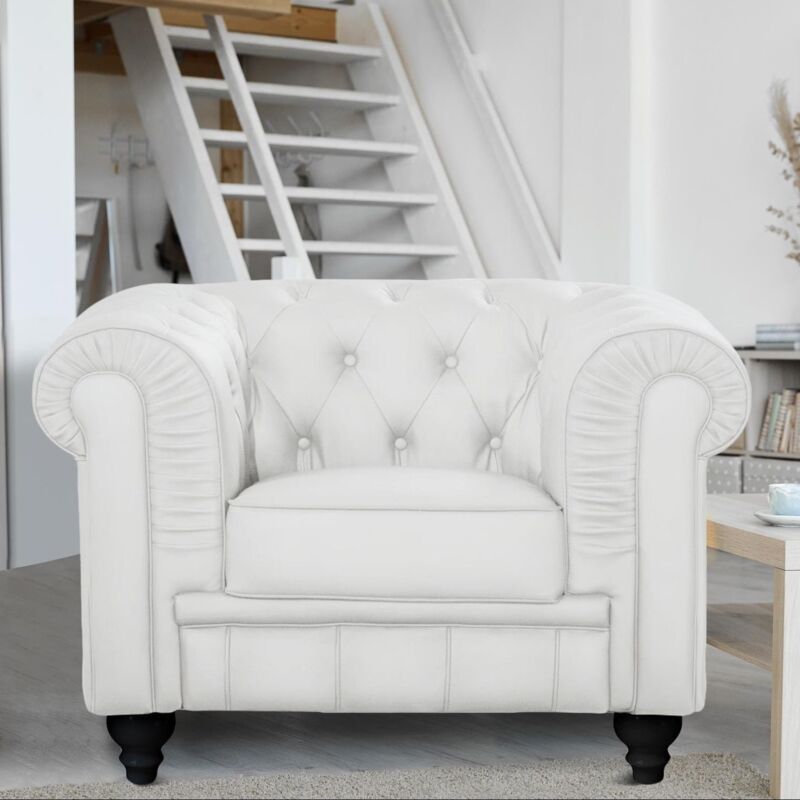Grand fauteuil Chesterfield Blanc - Blanc