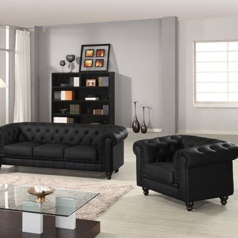 Grand fauteuil Chesterfield Noir