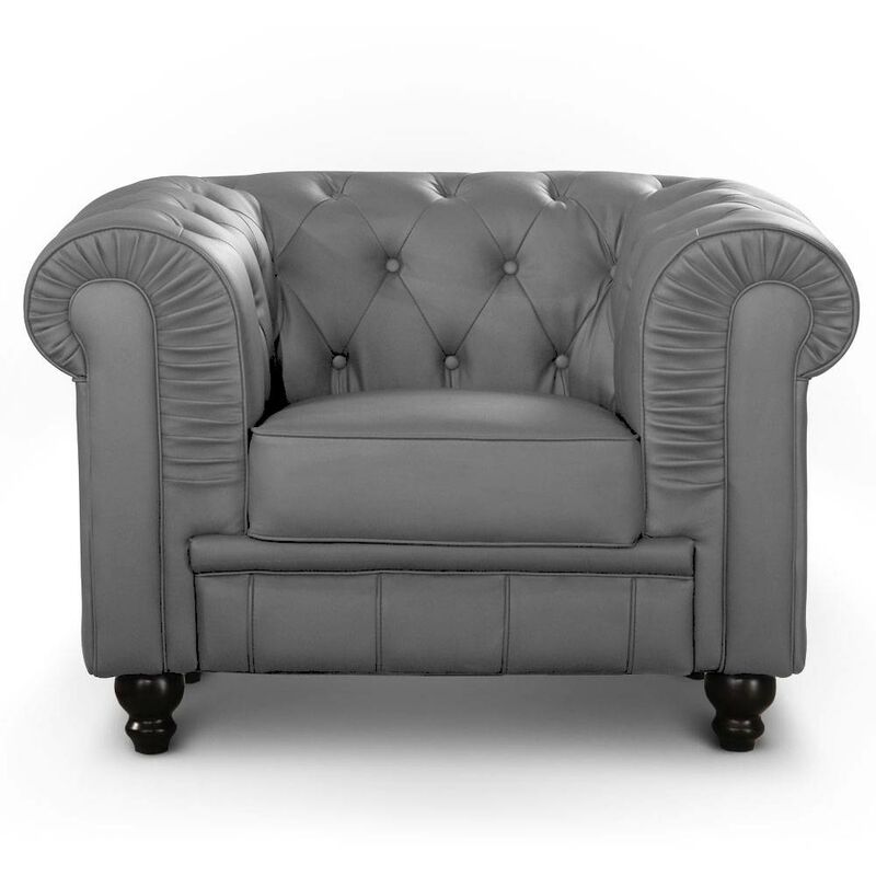 Grand fauteuil Chesterfield Gris - Gris